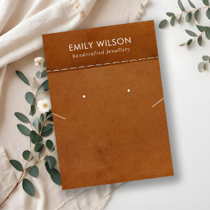 TAN LEATHER TEXTURE NECKLACE EARRING DISPLAY CARD