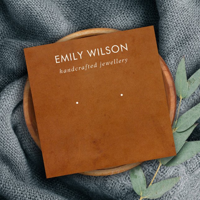 TAN LEATHER TEXTURE STUD EARRING DISPLAY CARD (Creator Uploaded)