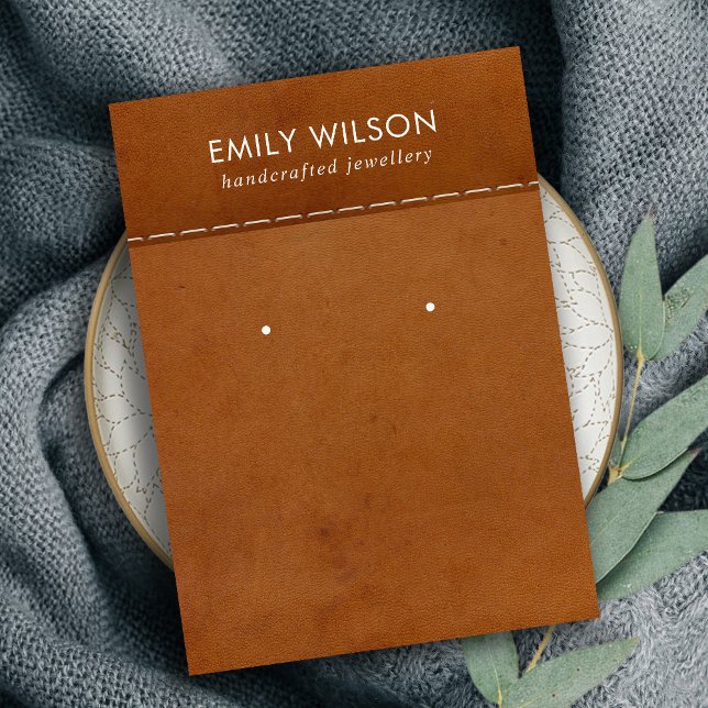 TAN LEATHER TEXTURE STUD EARRING DISPLAY CARD (Creator Uploaded)