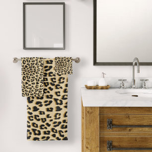 Tan Leopard Print  Bath Towel Set