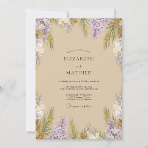 Tan Lilac Blossom Wedding Invitation