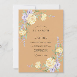 Tan Lilac Petal Wedding Invitation