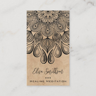 Tan Mandala Yoga Reiki Healing Meditation Natural Business Card