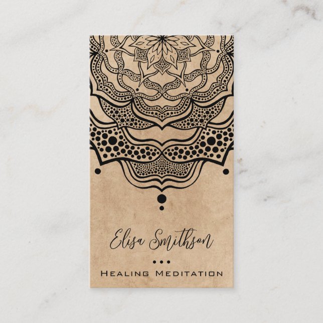  Tan Mandala Yoga Reiki Healing Meditation Natural Business Card (Front)