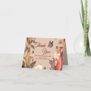 Tan - Marsala Wine &  Hues of Pink Thank You Card