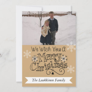Tan Merry Christmas Photo Holiday Card