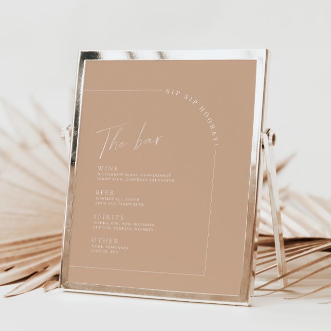 Tan Minimalist Calligraphy Wedding Bar Menu (Creator Uploaded)