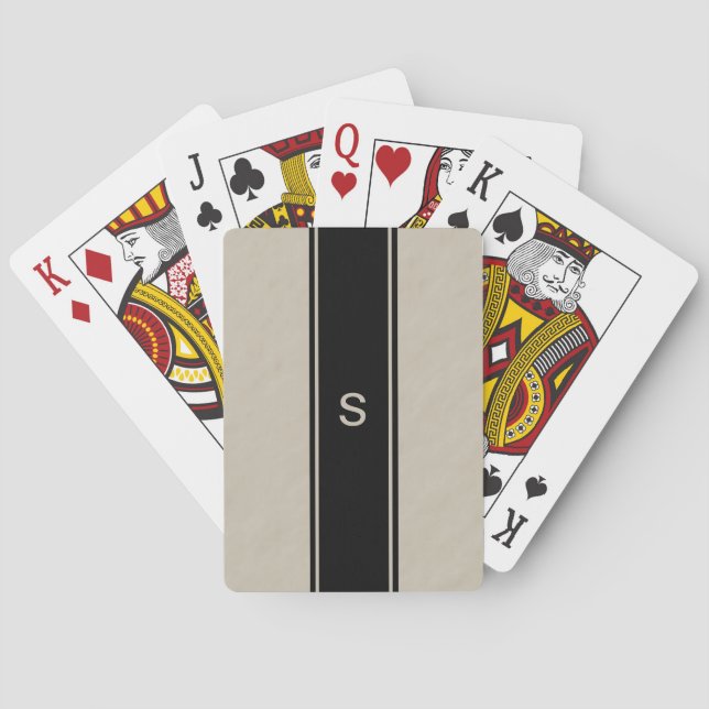 Tan Monogrammed Playing Cards for Men (Back)