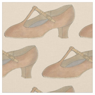 Tan Musical Theatre T-Strap Character Dance Shoe Fabric