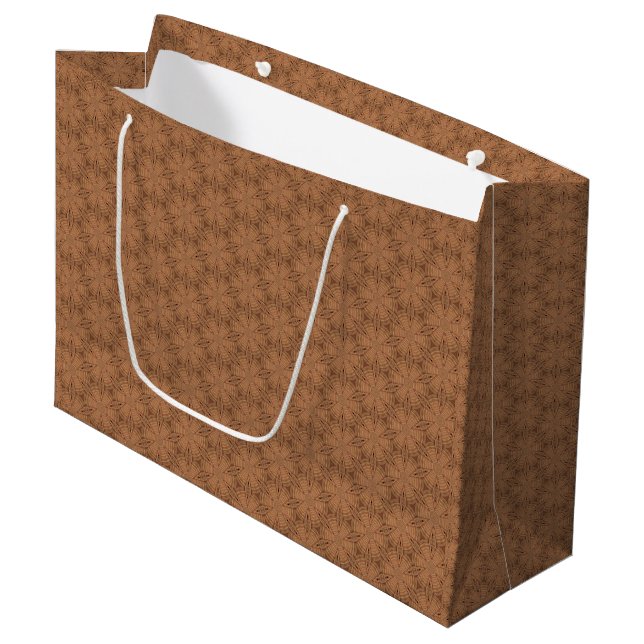 Tan Native American Look Kaleidoscope Pattern Large Gift Bag (Front Angled)
