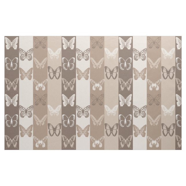 Tan Neutral Earth Butterfly Stripes Design  Fabric (Fat Quarter)