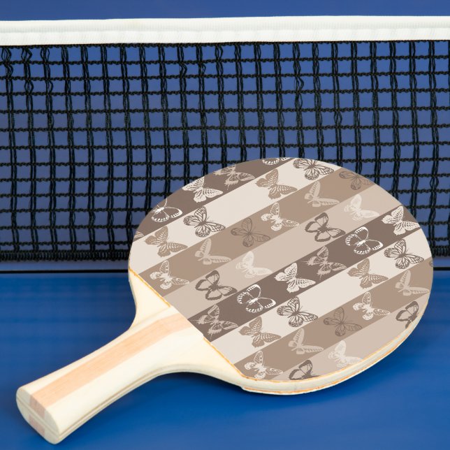 Tan Neutral Earth Butterfly Stripes Design  Ping Pong Paddle (Insitu)