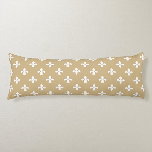 Tan Neutral Fleur de Lys Body Cushion (Front)