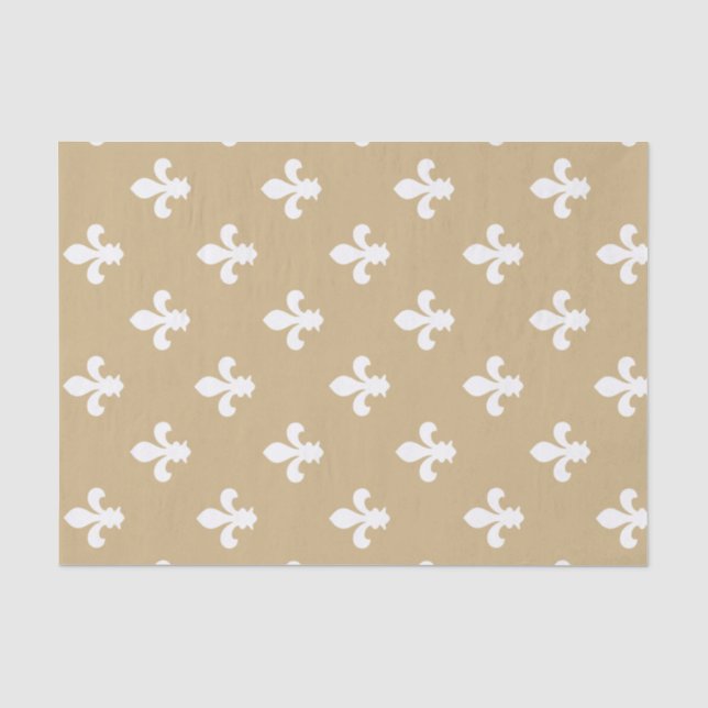 Tan Neutral Fleur de Lys Tissue Paper (Front)