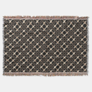 Tan on Black Throw Blanket