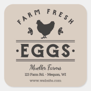 Tan Personalised Farm Fresh Eggs Square Sticker