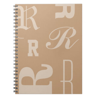Tan Personalised Monogram, Typography Initials, Notebook
