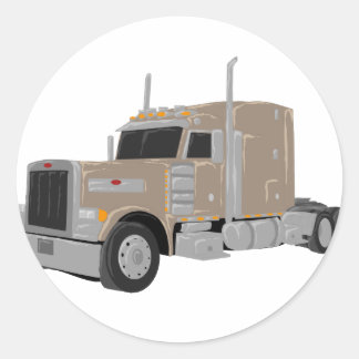 tan peter built truck classic round sticker