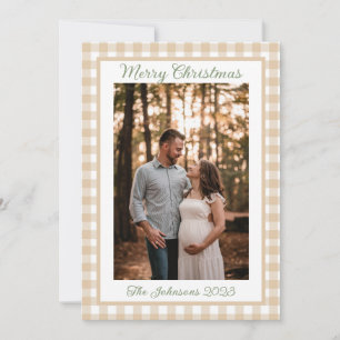 Tan Plaid Christmas Card