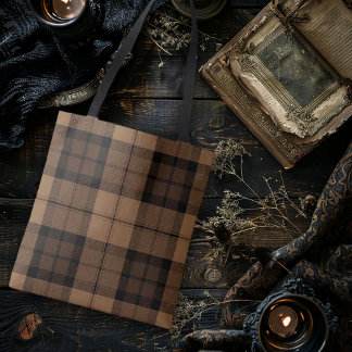 Tan Plaid Dark Academia Tote Bag