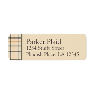 Tan Plaid Masculine Male Return Address Labels