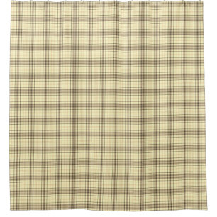 Tan Plaid Shower Curtain