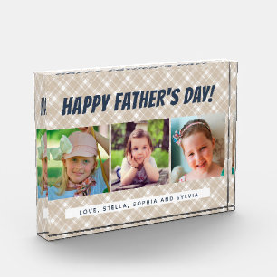 Tan Plaid Three Photos Happy Father's Day