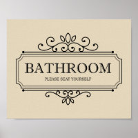 Tan Please Seat Yourself Funny Vintage Bathroom