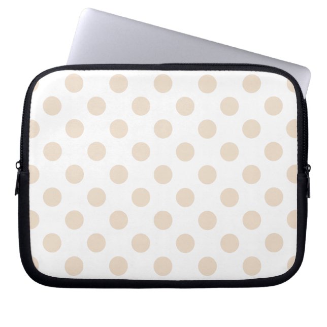 Tan polka dots laptop sleeve (Front)