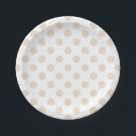 Tan polka dots paper plate<br><div class="desc">Tan polka dots on white background</div>