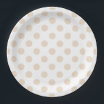 Tan polka dots paper plate<br><div class="desc">Tan polka dots on white background</div>