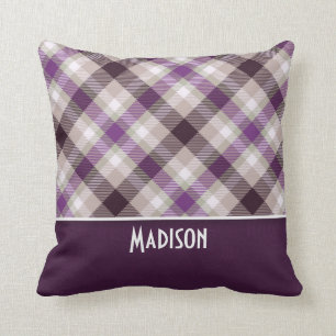 Tan & Purple Plaid Cushion
