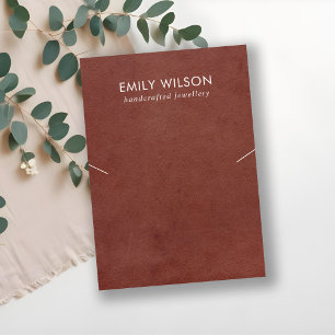 TAN RED LEATHER TEXTURE NECKLACE BRACELET DISPLAY BUSINESS CARD