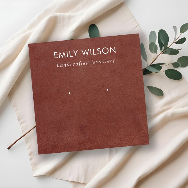 TAN RED LEATHER TEXTURE STUD EARRING DISPLAY CARD (Creator Uploaded)