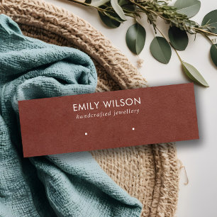 TAN RED LEATHER TEXTURE STUD EARRING DISPLAY CARD