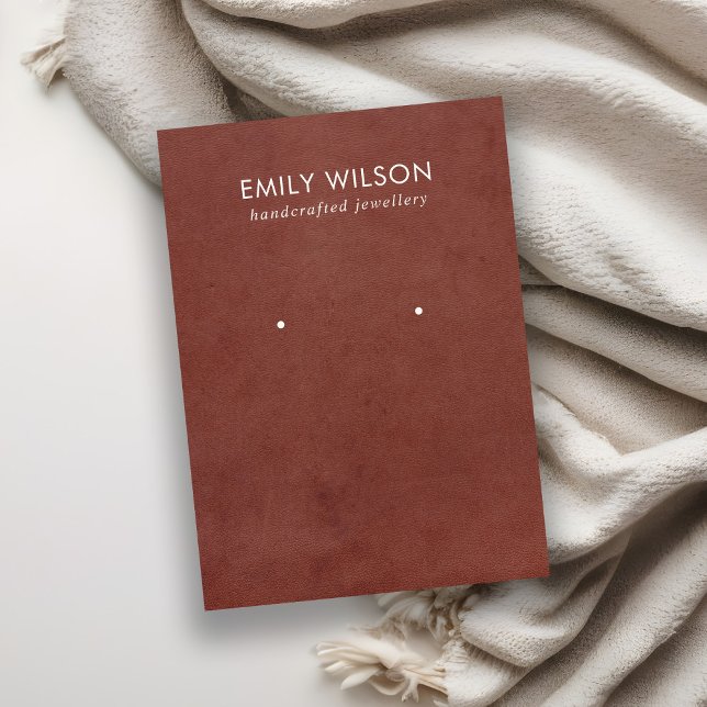 TAN RED LEATHER TEXTURE STUD EARRING DISPLAY CARD (Creator Uploaded)