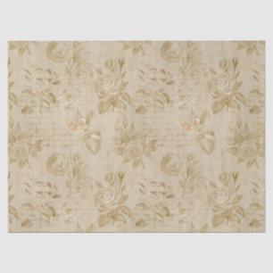 Tan Roses and Writing Decoupage Tissue Paper