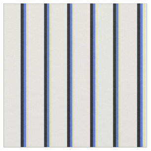 Tan, Royal Blue, Black, and White Lines Pattern Fabric