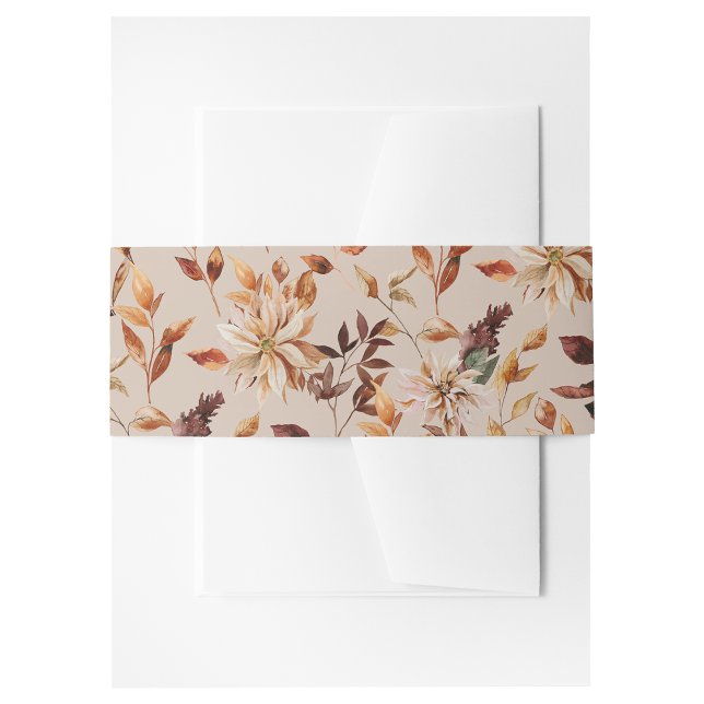 Tan Rustic Autumn Leaves Invitation Belly Band (Tan Rustic Autumn Leaves Invitation Belly Band by Painted Paperie
)