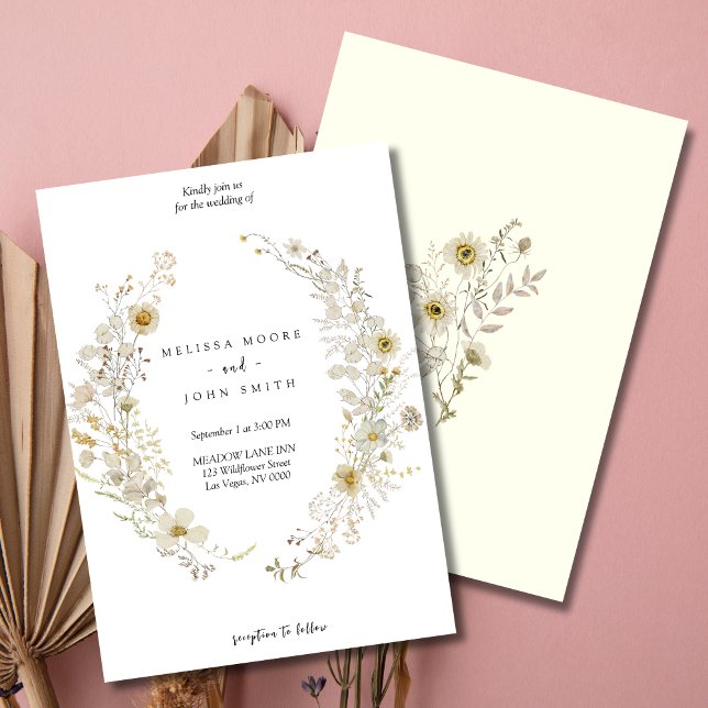 Tan Rustic Boho Wildflower Wedding Invitation (Creator Uploaded)