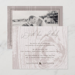 Tan Rustic Woodgrain Autumn Fall Wedding Thank You Invitation