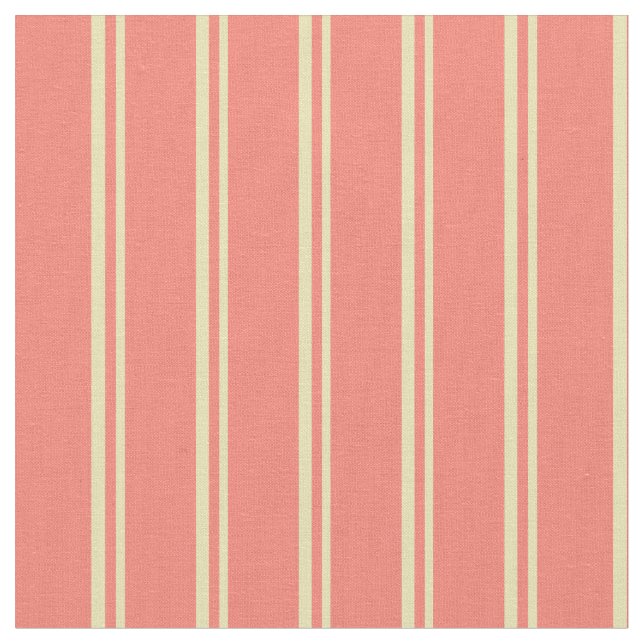 Tan & Salmon Coloured Stripes/Lines Pattern Fabric (Close Up)