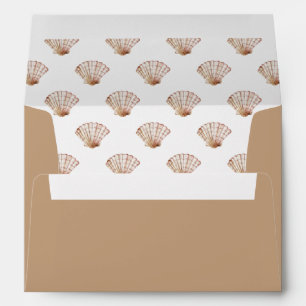Tan Seashell Wedding Envelope