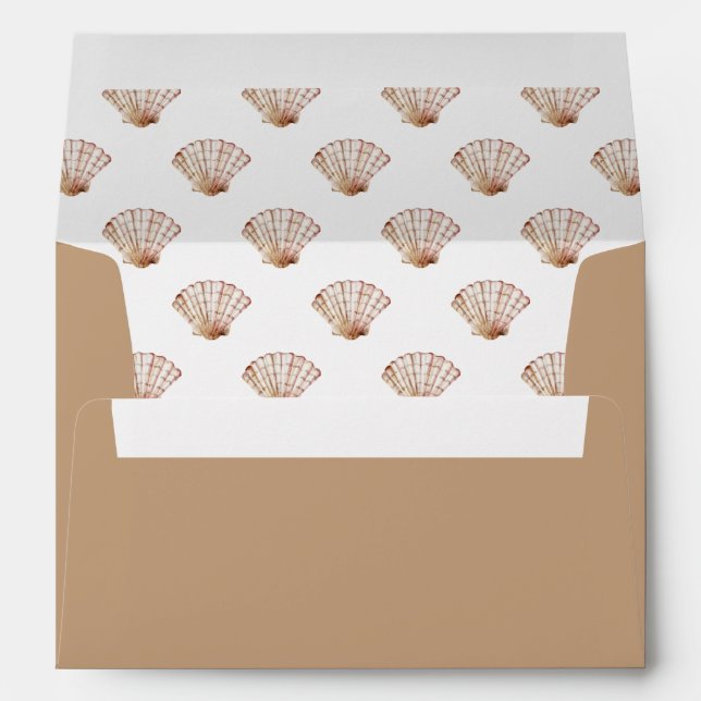 Tan Seashell Wedding Envelope (Back (Bottom))