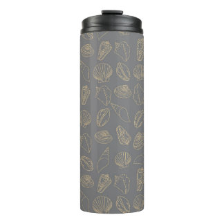Tan Shells on Grey Thermal Tumbler