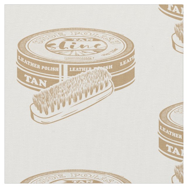 Tan shoepolish tin pop art fabric (Close Up)