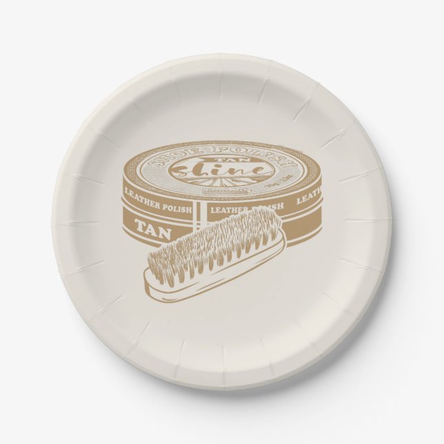 Tan shoepolish tin pop art paper plate (Front)