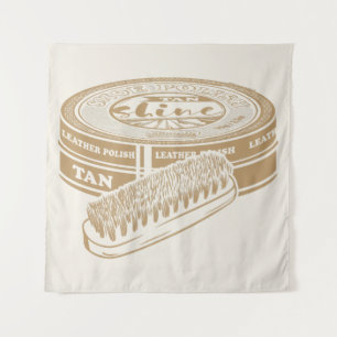 Tan shoepolish tin pop art tapestry