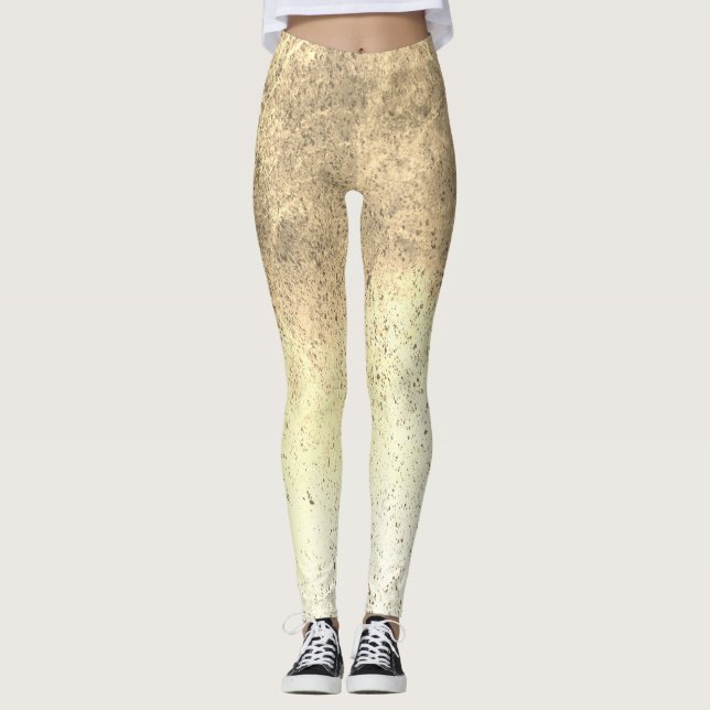 Tan Speckled Grunge Abstract Leggings (Front)