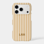 Tan Stripe Vintage Design Tiny Initials Monogram<br><div class="desc">Classic, calm, and effortlessly polished. This cream and tan striped phone case channels vintage vibes with a soft, neutral palette that feels timeless—not trendy. The subtle stripe pattern adds structure without screaming for attention, making it perfect for everyday use while still looking intentional. Designed for people who love understated style,...</div>
